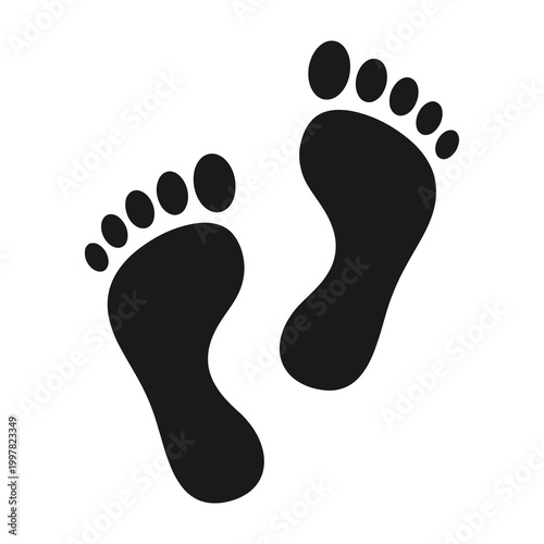 Black footprints on white background