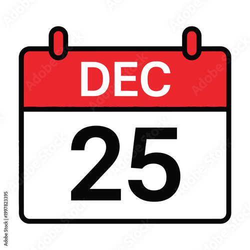 Christmas calendar December 25 holiday icon