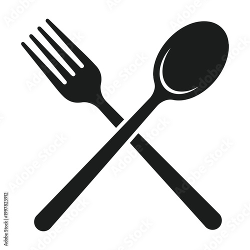 Crossed fork and spoon utensils