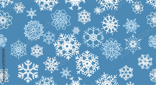 Foto A serene pattern of intricately designed snowflakes on a soothing blue backgroun