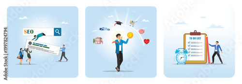 Search engine optimization concept. Budget planning. To do list, reminder to finish assignment.