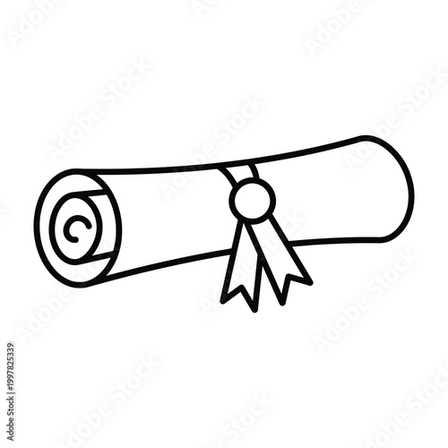 Rolled up diploma certificate with ribbon
