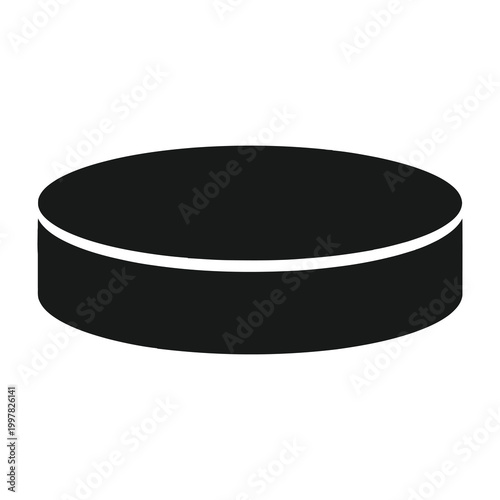 Black puck on white background sports equipment hockey