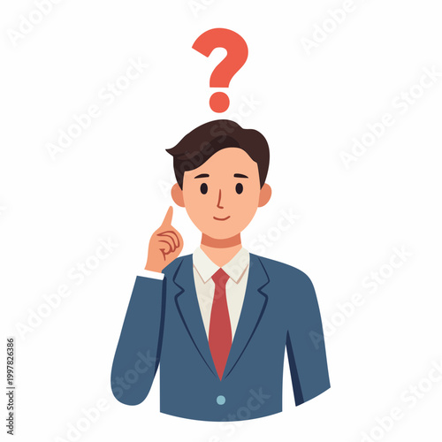 疑問を抱くビジネスマンのシンプルイラスト