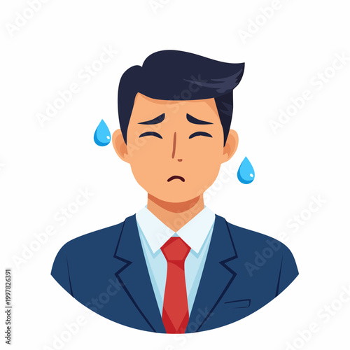 冷や汗をかいて焦るビジネスマンのシンプルイラスト