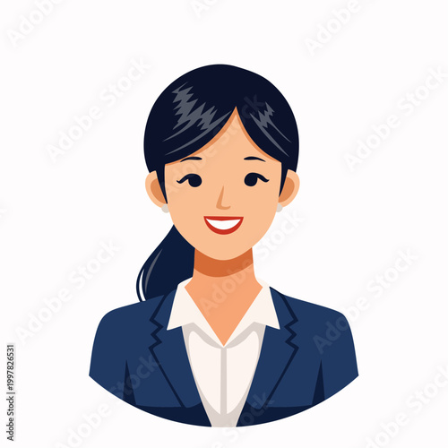 納得して頷くビジネスウーマンのシンプルイラスト