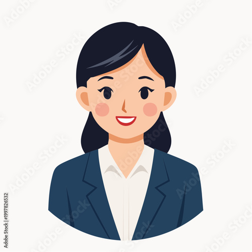 納得して頷くビジネスウーマンのシンプルイラスト