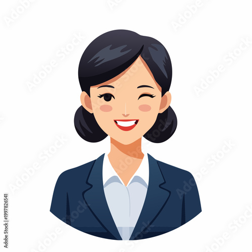 納得して頷くビジネスウーマンのシンプルイラスト