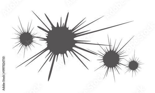 Dark grey starburst splatters white abstract paint