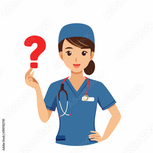 疑問を抱く女性介護士のイラスト