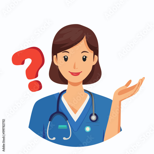 疑問を抱く女性介護士のイラスト