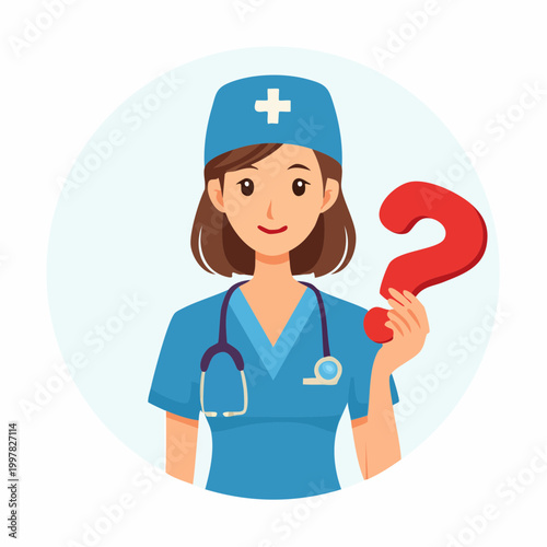 疑問を抱く女性介護士のイラスト