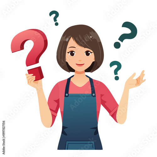 疑問を抱く女性美容師のイラスト