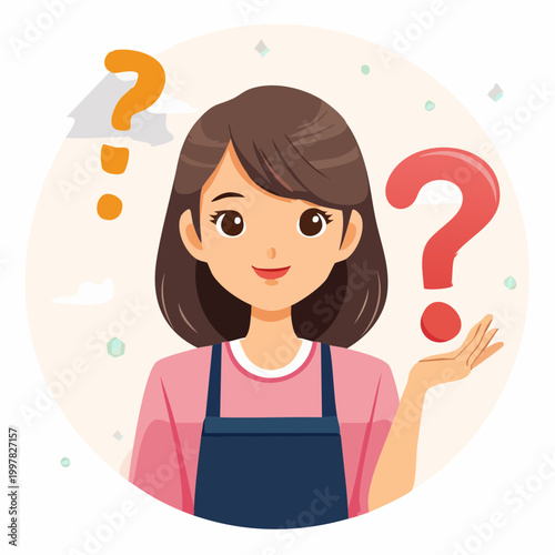 疑問を抱く女性美容師のイラスト