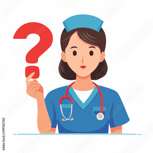 疑問を抱き悩む女性看護師のイラスト