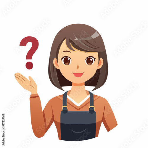 疑問を抱く女性美容師のイラスト