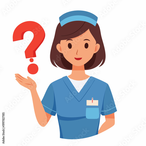 疑問を抱き悩む女性看護師のイラスト