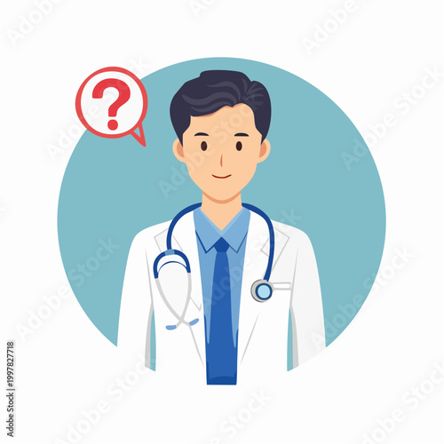 疑問を抱く男性医師のイラスト