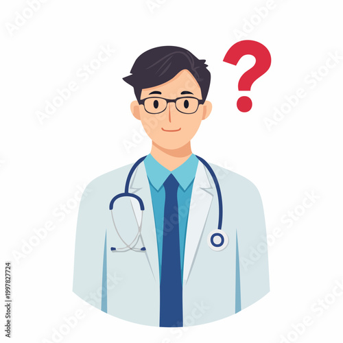 疑問を抱く男性医師のイラスト