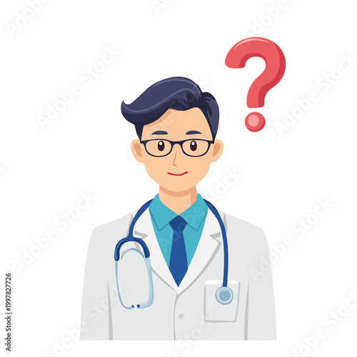 疑問を抱く男性医師のイラスト