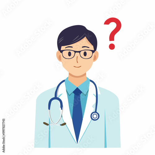 疑問を抱く男性医師のイラスト