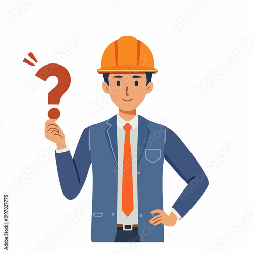疑問を抱く男性エンジニアのイラスト