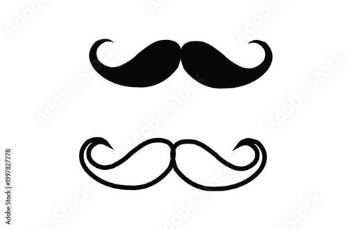 Minimalist Mustache Icon Set, Simple and Clean Line Art
