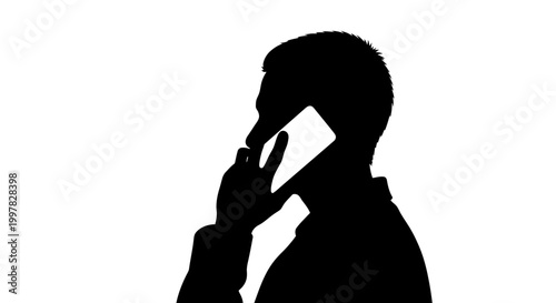 Man talking on the phone silhouette.
