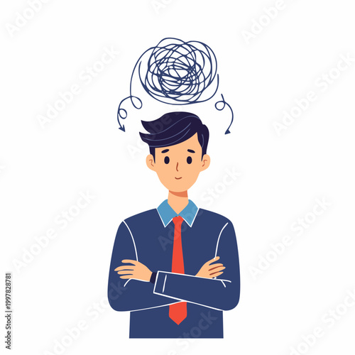 ストレスや混乱で頭を抱える男子学生のイラスト