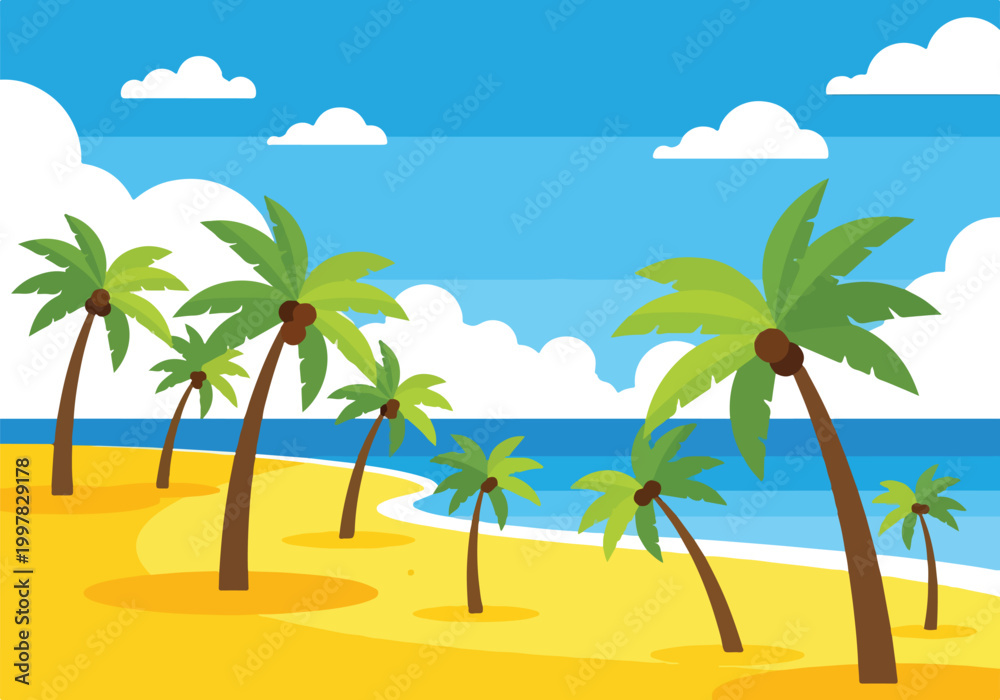 Fototapeta premium A serene beach with palm trees