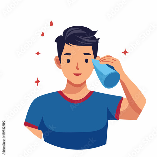 ワークアウト後に汗をかく男性のイラスト