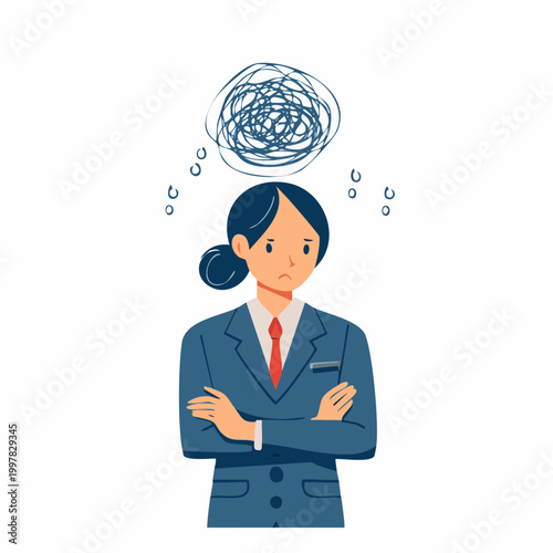 ストレスで混乱する営業マンのイラスト