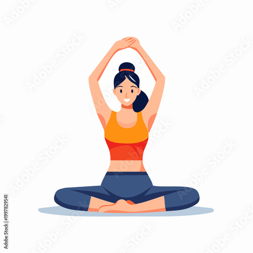 上半身のストレッチをする女性のイラスト