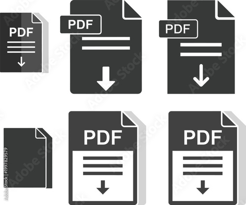 Collection of pdf document icons representing digital files and documents