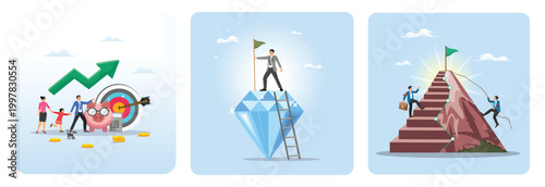 Family financial planning concept. Quality or advantage. Way to reach business goal.