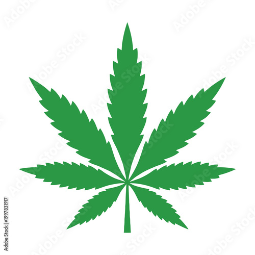 Green cannabis leaf symbol on white background