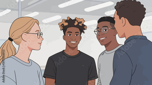 Group of Diverse Teenagers Having Conversation