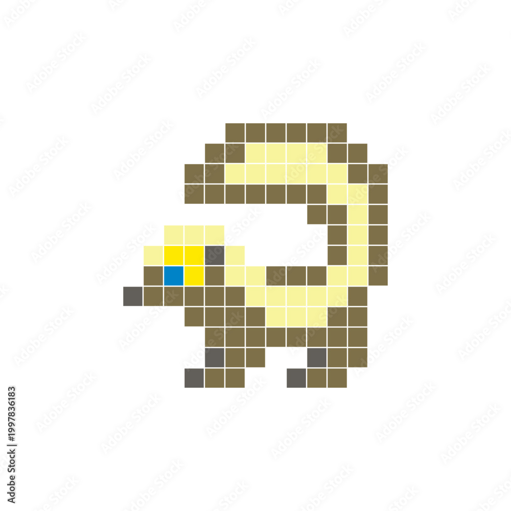 Fototapeta premium A flat pixel design made of geometric square color blocks on a clean icon layout. Pixel art skunk