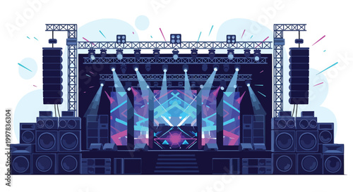 Fotografie A stage with speakers and lights