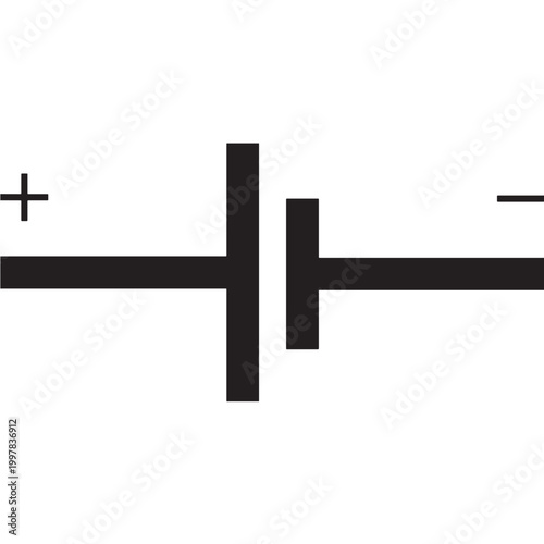 Battery cell icon, energy power storage symbol, line and solid