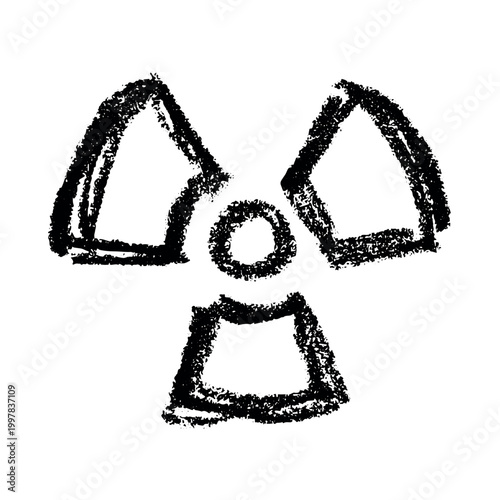 Hand drawn radiation sign Nuclear radiation hazard symbol Radioactive danger warning sign clipart in doodle style Nuclear safety Radioactive waste Single element for print, web, design, decor