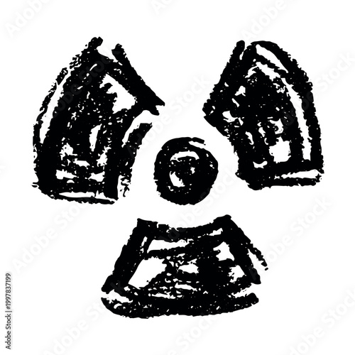 Hand drawn radiation sign Nuclear radiation hazard symbol Radioactive danger warning sign clipart in doodle style Nuclear safety Radioactive waste Single element for print, web, design, decor