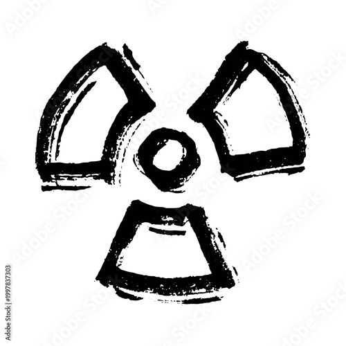 Hand drawn radiation sign Nuclear radiation hazard symbol Radioactive danger warning sign clipart in doodle style Nuclear safety Radioactive waste Single element for print, web, design, decor