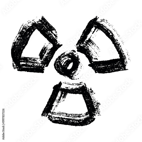 Hand drawn radiation sign Nuclear radiation hazard symbol Radioactive danger warning sign clipart in doodle style Nuclear safety Radioactive waste Single element for print, web, design, decor