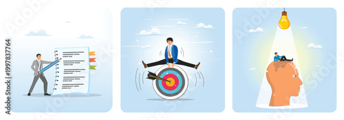 Article concept. Achieve target. Creative Mind Spotlight.