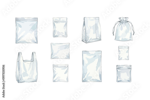 cartoon watercolor transparent plastic bag collections