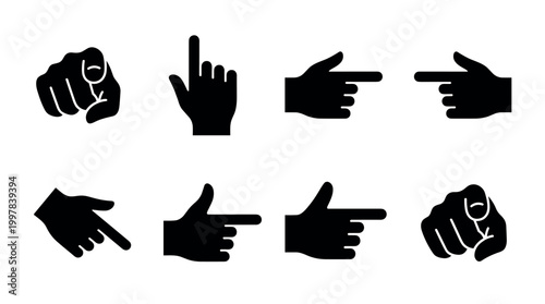 Hand gestures expressing direction and action digital graphic design modern minimalist style