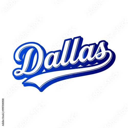 The city of Dallas features a stylized wordmark with elegant script typography