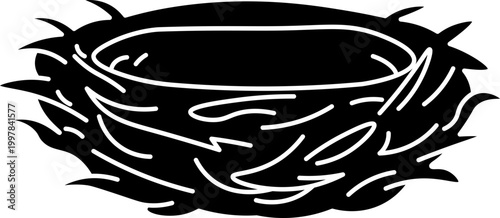 Cuadro en lienzo Illustration of an Empty Bird Nest vector outline