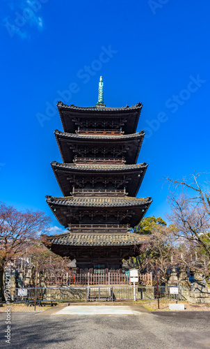 NAGOYA, JAPAN - MAR 23, 2026: Kosho-ji Buddist temple Five-storied Pagoda, Nagoya City, Aichi Prefecture, Important Cultural Property.